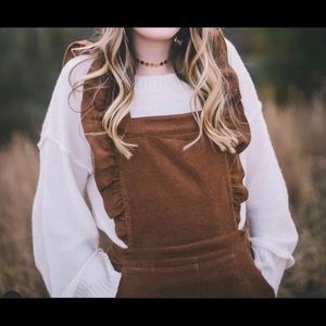 brown corduroy overalls/jumpsuit